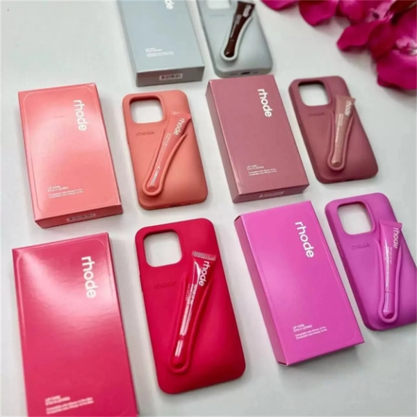 rhode phone case Lipstick Portable Case Design Lip Gloss Lipstick Lip Balm 3D Make-Up Silicone Phone Case for iPhone16 15 14 13 12 Pro Max H
