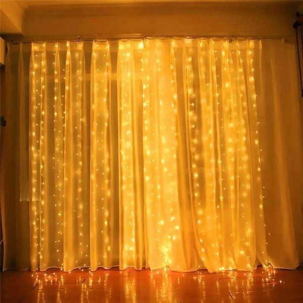 8 Modes USB Curtain LED String Lights 2025 New Year Decor Lights 1pc Christmas Garland Lamp Decor for Home Christmas Tree Decor Z241203