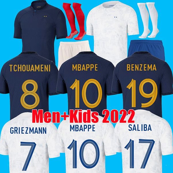 Maillots de football 2022 Soccer JerseyS French BENZEMA Football shirts MBAPPE GRIEZMANN POGBA kante maillot foot kit top shirt hommes enfants MEN k