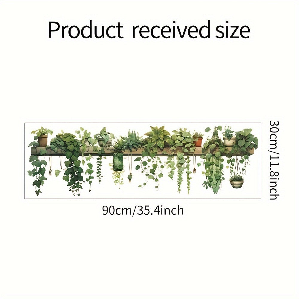 TEMU Chic Green Plant Vine Wall Decal - Removable & Waterproof Vinyl Sticker For Living Room, Bedroom, Entryway Decor - Contemporary Leaf Design, ,