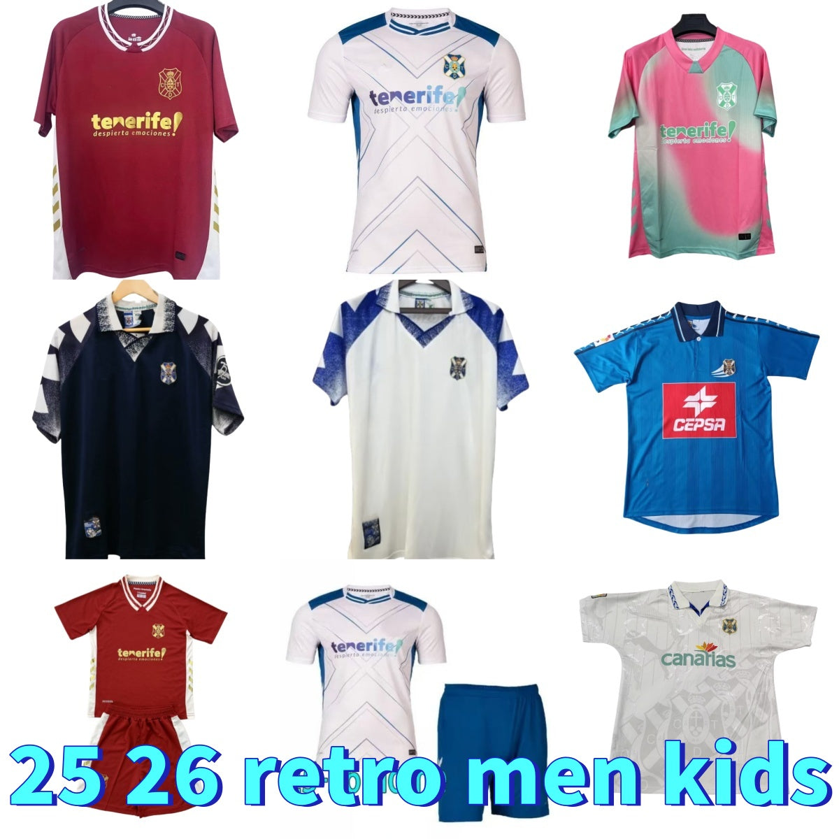 25 26 CD Tenerife soccer jerseys GALLEGO ZORRILLA MO DAUDA BUNUEL ROMERO SIPCIC MARTINEZ LOPEZ 2025 2026 home away Football Shirt Uniforms retro jer