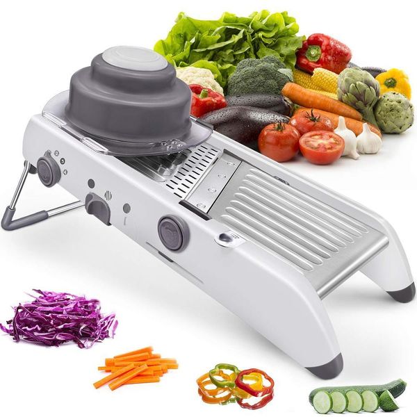 Fruit Vegetable Tools LMETJMA 18 Types Adjustable Mandoline Slicer Stainless Steel Vegetable Julienner Grater Onion Potato Slicer Cutter KC0