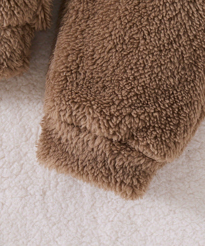 Baby Girl Winter Casual Daily Cute Little Bear Fur Thick Suitable For Travel 2-Piece Set250821