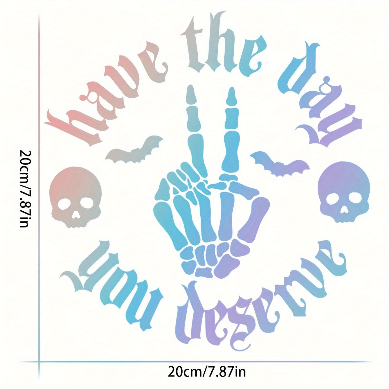 TEMU 1pc "i Have You " Spooky Skeleton Hand & Bats Car Decal - Pvc, Gothic Style Enthusiasts