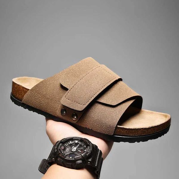 Slippers Cork slider mens summer beach suede womens flat sandals charming outdoor mule no Babouce Femm H241123