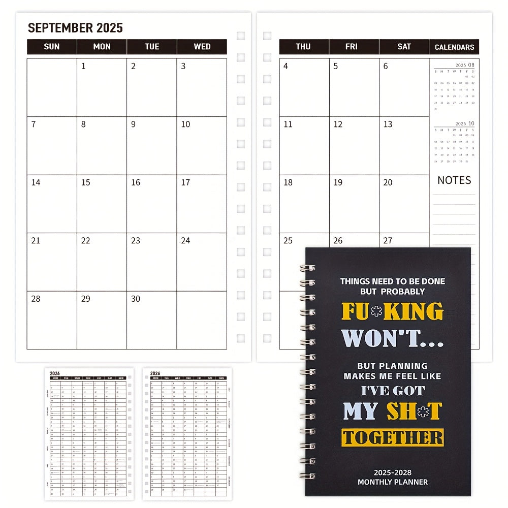 TEMU 2025-2028 Monthly Planner Humorous Pvc Cover Monthly Daily Schedules Calendar Notebook Organizer To-do List For Personal And Professional