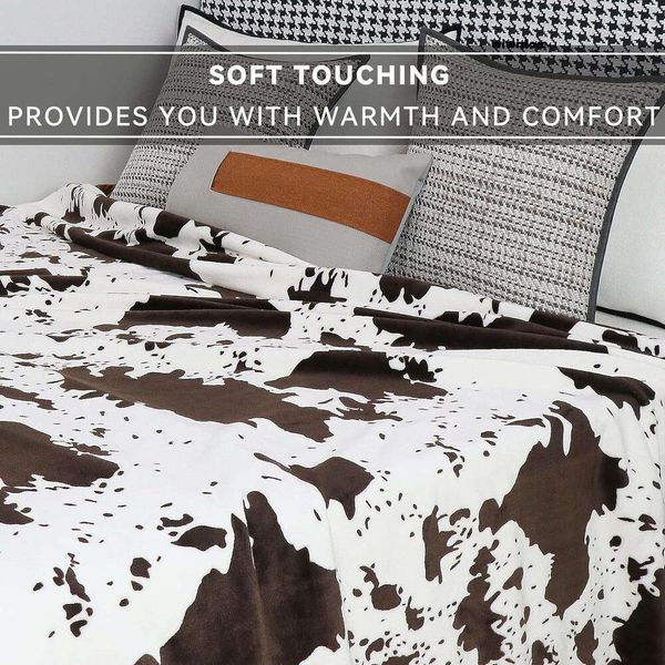 Cute Cow Print Blanket Cozy Soft Lightweight Cow Throw Blanket Warm Fleece Fuzzy Plush All Season Sofa Bed Travel Blankets Gift 177