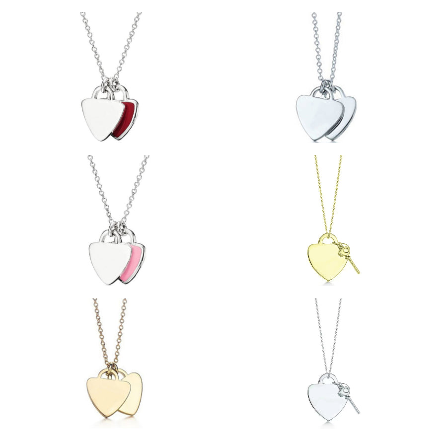 necklace designer jewelry women heart necklace 18K Gold jewellery Pink Red stainless steel necklaces Y2K Travel 925 sterling silver necklace charm n