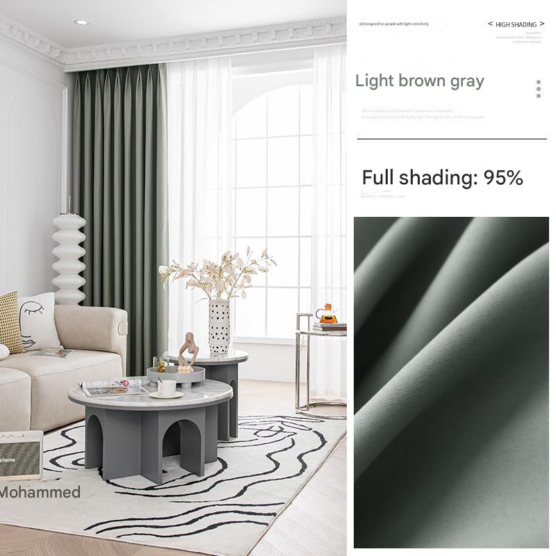 YL-36728 bedroom full blackout curtain new living room thickened sunscreen bay window cloth rental house light luxury