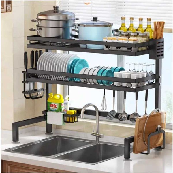 l Kitchen Shelf Organizer Dish Drying Rack Over Sink Drain Rack Kitchen Storage Countertop Utensils Holder Heavy duty S247304{category}