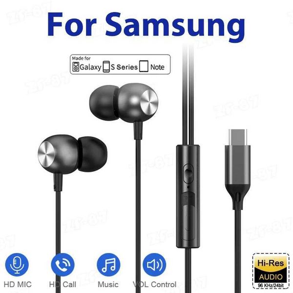 USB-C Wired phone 3.5mm 3 5 Jack Earbud HiFi in-Ear set For Galaxy S24 S23 S22 S21 tra A54 A53 Type C Earphone Z241218