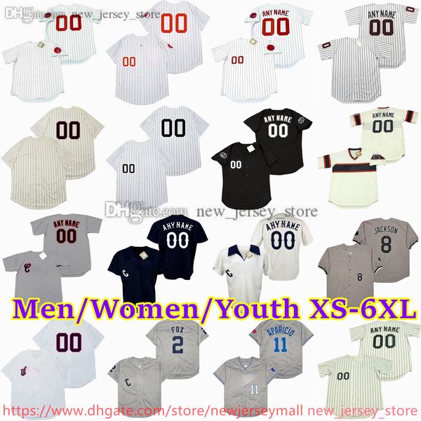 Custom XS-6XL Movie Throwback Baseball Jersey 15 RICHIE ALLEN 72 CARLTON FISK HAROLD BAINES FRANK THOMAS NELLIE FOX LUIS APARICIO ROBIN VENT