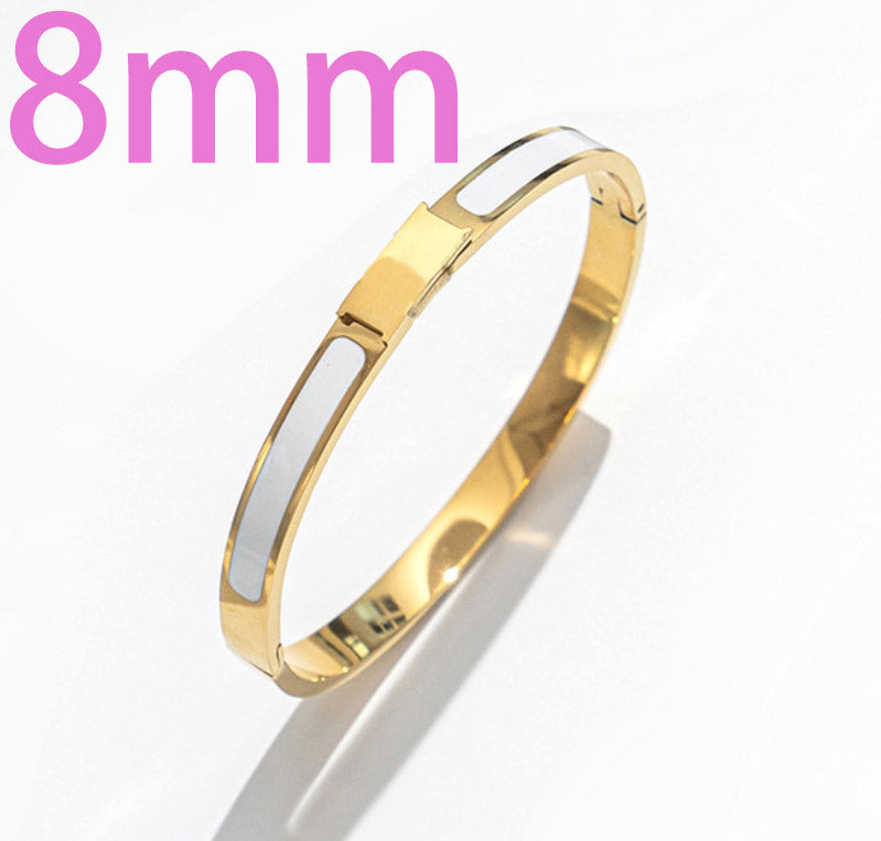 Bracelet Classic Letter Bracelet Women&#039;s Couple&#039;s Bracelets 18k Gold Rose Gold Silver Tri-Colour Bangle 8MM Wide Jewellery