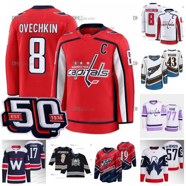 Capital 50th Alex Ovechkin Hockey Jersey T.J. Oshie Nicklas Backstrom Pierre-Luc Dubois Luke Philp Eriks Mateiko Henrik Rybinski Jakob Chych