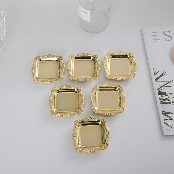 Decorative Plates 20Pcs Mini Gold Storage Tray Silver Cake Fruit Jewelry Display Plastic Party Sushi for Home Decor Sauce Dish 221201