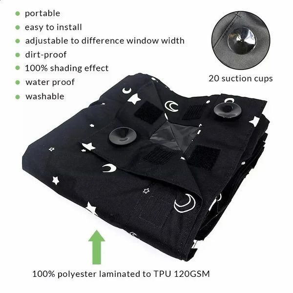 Curtain Portable travel blackout blind suction cup magic tape baby travel window blackout portable travel curtains 240828