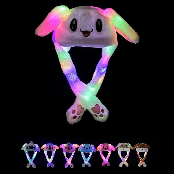 Lights With LED Cartoon Plush Animal Dancing Ears Movable Jumping Bunny Hat Role Play Party Christmas Holiday Cute Suitable For Children And