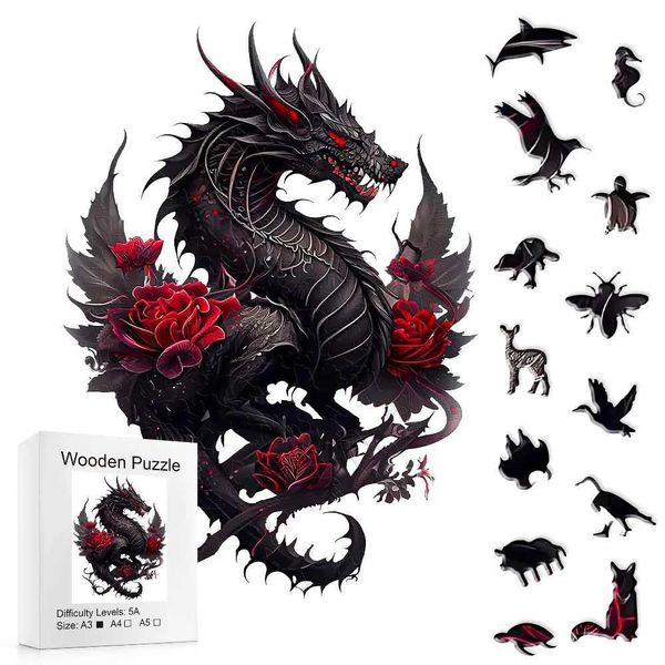 Wooden Puzzles for Adults Wooden Flat Puzzles with 3D Visual Effect Cave Dragon Puzzles Unique Puzzles Gifts for FriendsT250110