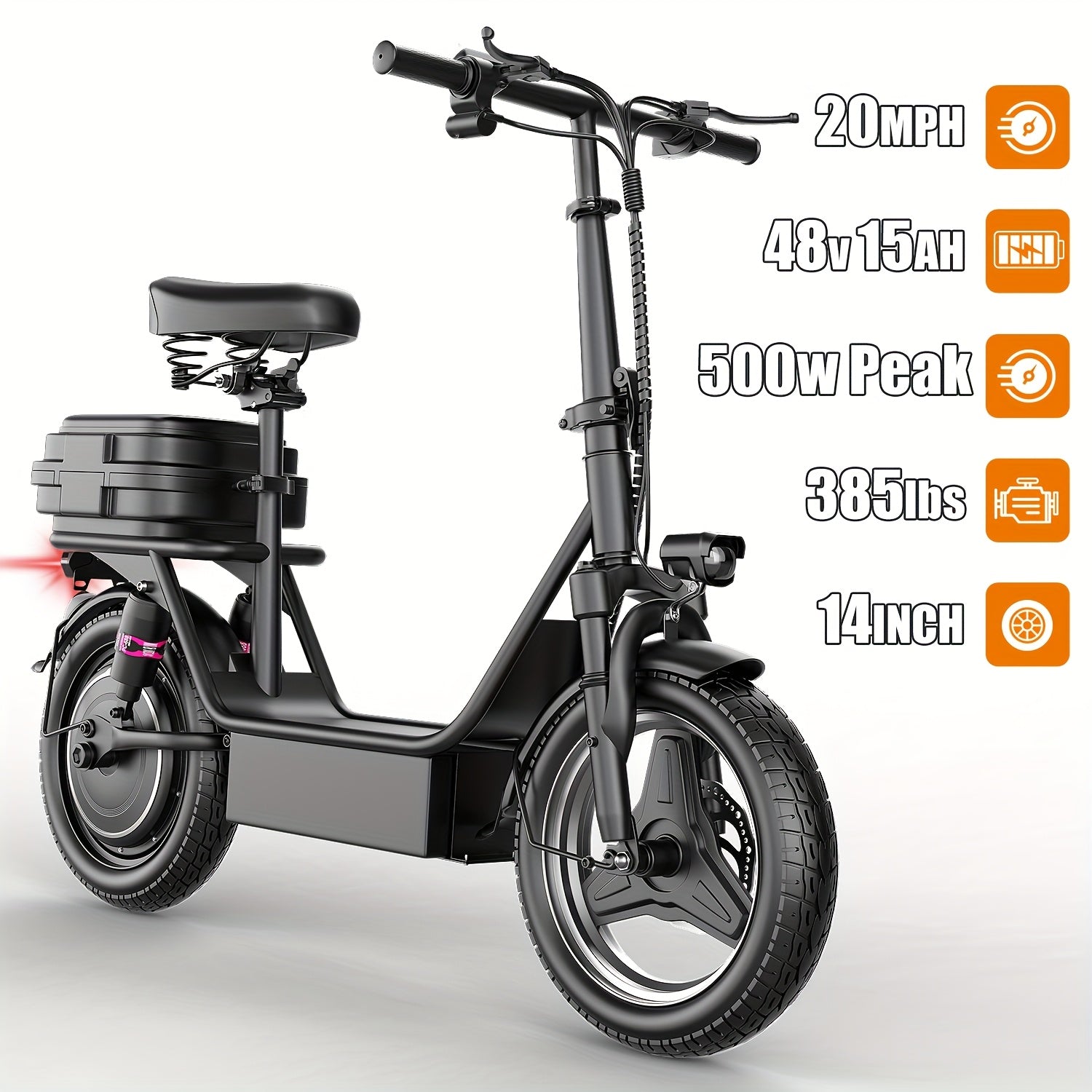 TEMU Electric Scooter For Adults, 500w (650w )-350w, 48v 15ah-42v 10.6ah Motor, Up To 20mph Speed & Range With Seat And Brakes – For Commuting
