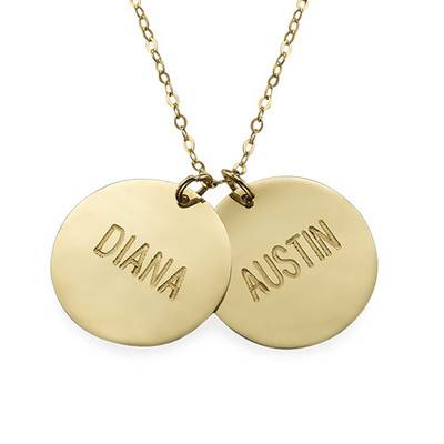 Mother's Jewellery - Personalised Disc Necklace in 14ct Solid Yellow Gold