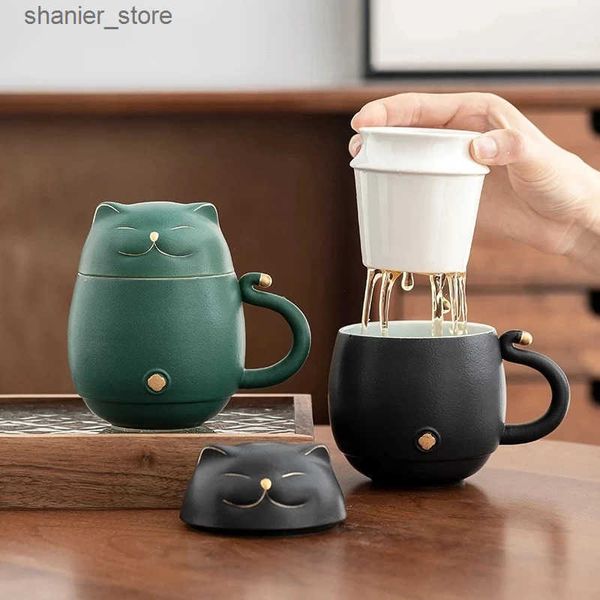 Coffee Tea Sets 300ML portable tea cup travel set for business travel carrying a water cup filter quickly brewing Utensils drinks Lucky Cat