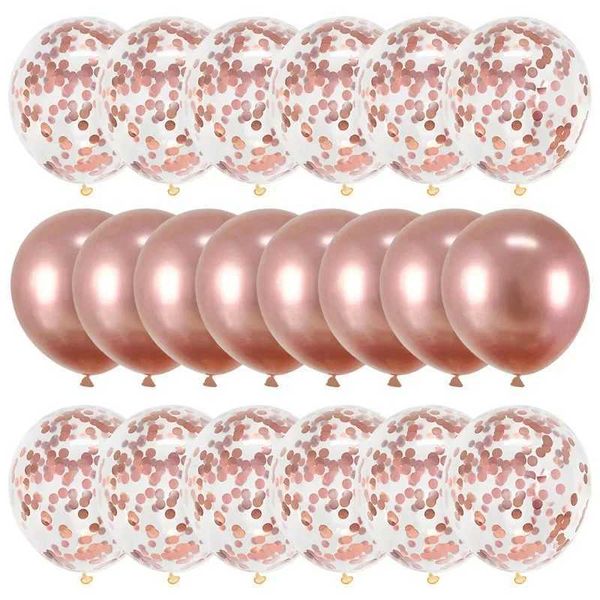Rose Gold Balloon Set - 20Pcs Confetti Metallic Balloons for Birthday Par Wedding Anniversary Baby ShowerT250205