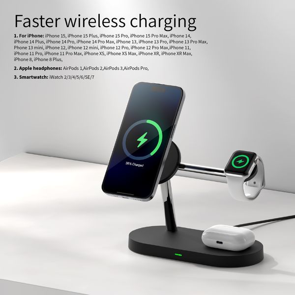 magnetic New vertical three in one charger Magsafe wireless charging stand suitable for Apple 12-15 chargg