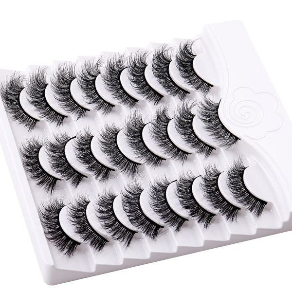 Thick Natural Fluffy False Eyelashes Soft Lightweight Handmade Reusable Long Curl 3D Mink Lashes Full Strip Eyelash Extensions Beauty Supply