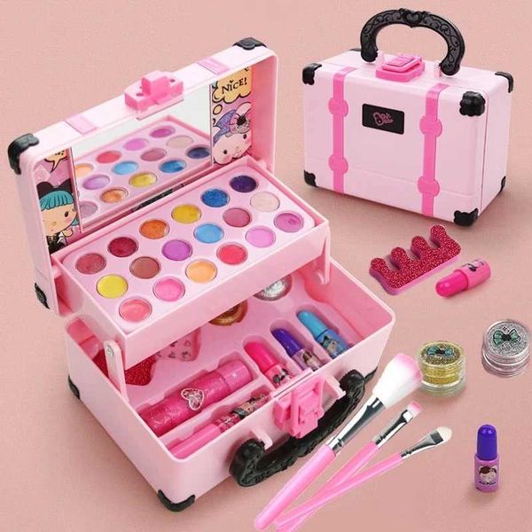 Childrens makeup and cosmetics toy box princess makeup and girl toy set lipstick eye shadow safe and non-toxic childrens toys X241128