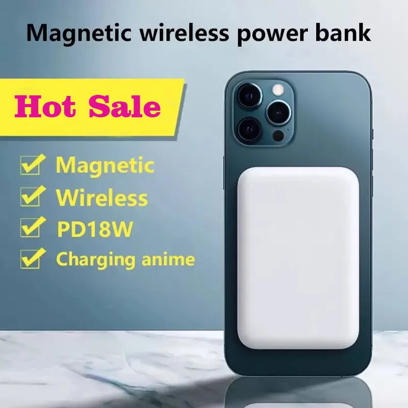electronics Power Bank Mobile Phone Magnetic Induction Powerbank 5000Mah For Iphone Magsafe Wireless Charger Rechargeable Portable Power Ban