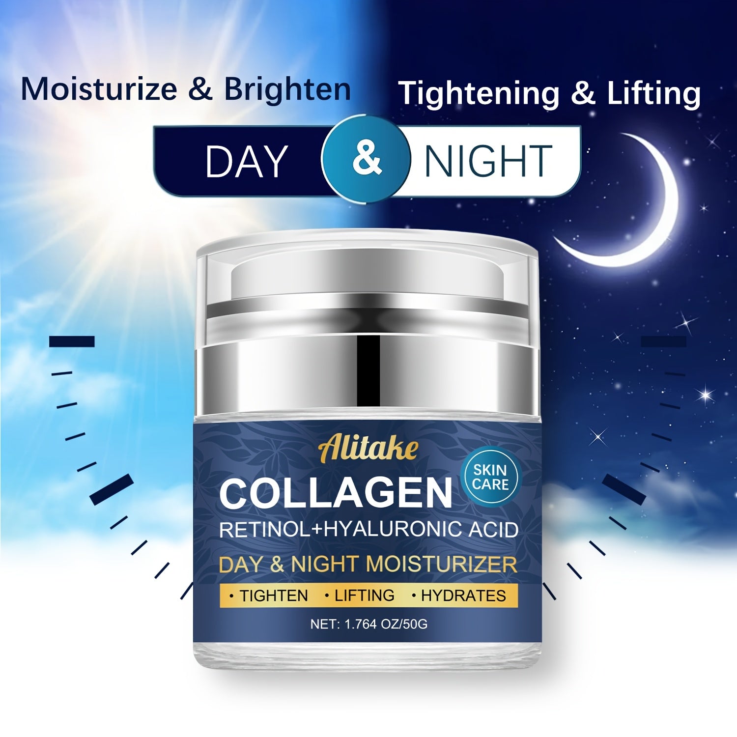 TEMU 50ml, Collagen, Retinol & Hyaluronic Acid Moisturizer - Enhances Firmness, Gentle Moisturizing Collagen Enhancing Cream For Types, Natural Plant