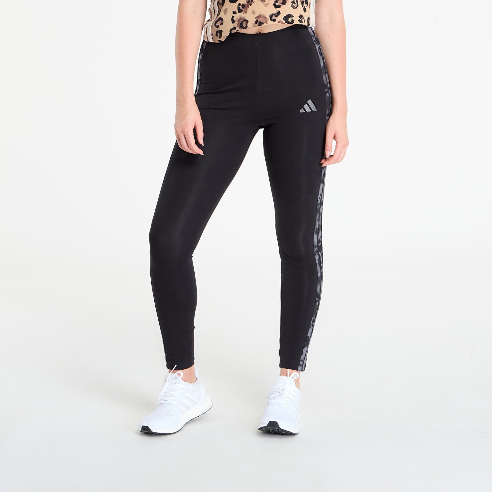 Byxor adidas Animal Print 3-Stripes High Rise Leggings Black- Multicolor- Grey Five XS