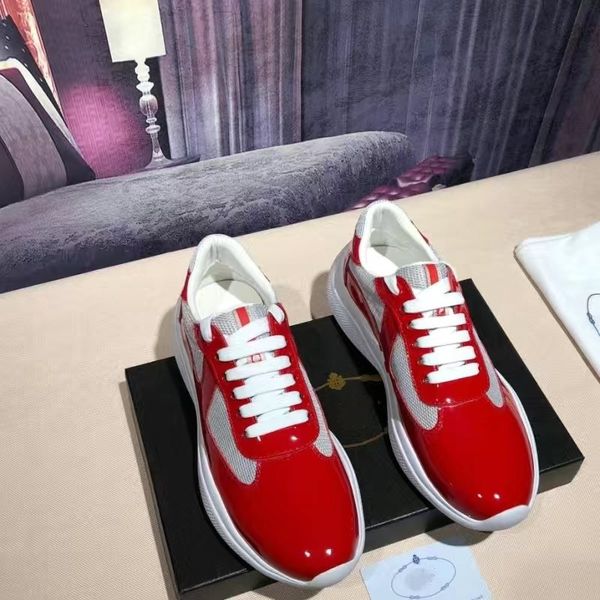 Classic Men America S Cup Xl 22 Colors Leather Casual shoes High Quality Patent Flat Sneaker Black Mesh Lace-Up Outdoor Running Shoe 09