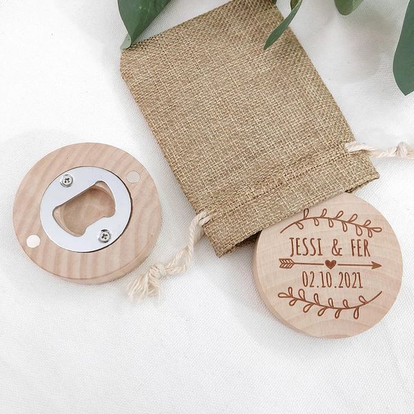 Other Event Party Supplies Personalized Wedding Favor Engraved Wooden Wedding Fridge Magnet Beer Bottle Opener Wedding Guest Souvenir Gift W