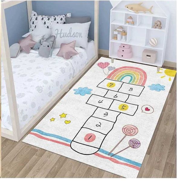 Childrens Play Hopscotch Carpet for Livinig Room Decor Boy Girl Room Anti-slip Large Area Rugs Childrens Crawling Floor MatXJ241211