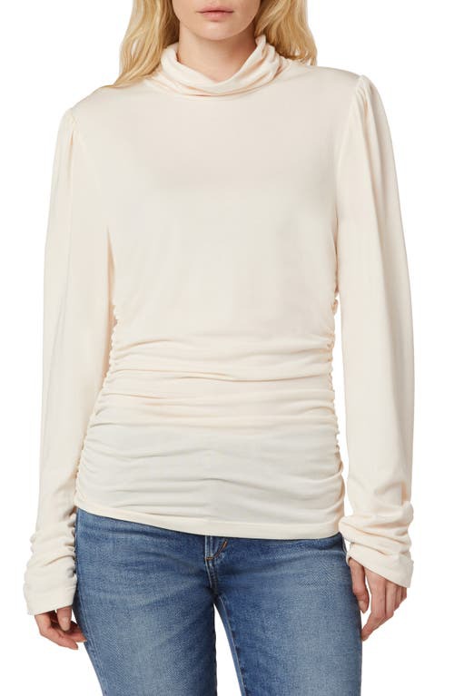Laurel Ruched Turtleneck Top In Sea Salt - S