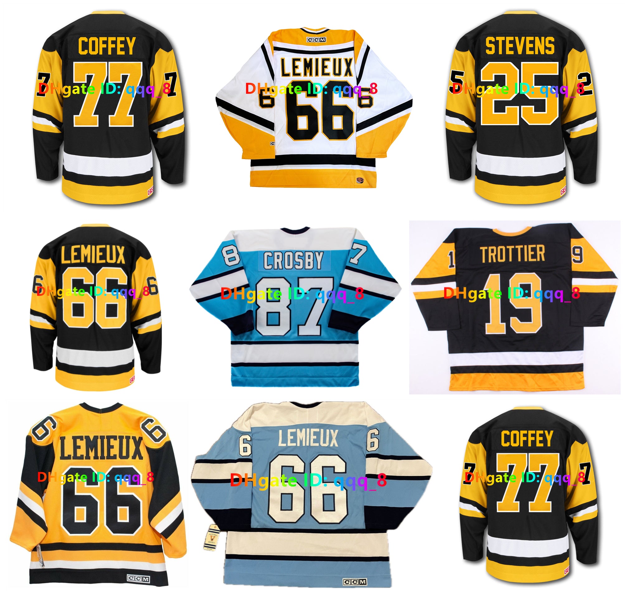 Sidney Crosby LEMIEUX Penguins CCM Throwback Hockey Jerseys JAROMIR JAGR JEAN PRONOVOST BOB ERREY BRYAN TROTTIER EVGENI MALKIN LES BINKLEY RICK KEHO