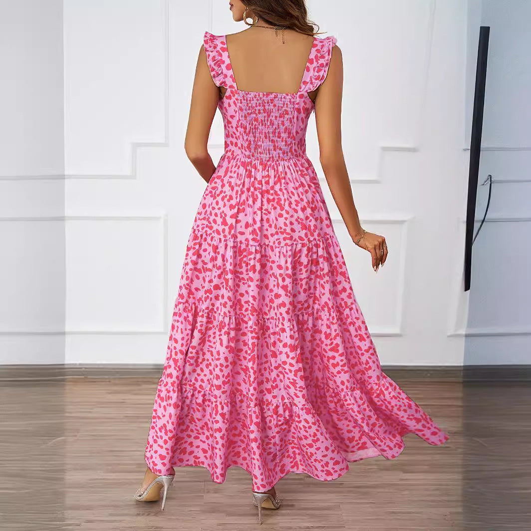 (160) Summer women&#039;s clothing temperament polka dot big swing dress backless beach holiday party long dress