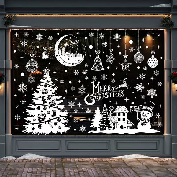 Christmas Customizable Two-Sided Glass Decals with Patterned Design - Weather Resistant & Durable