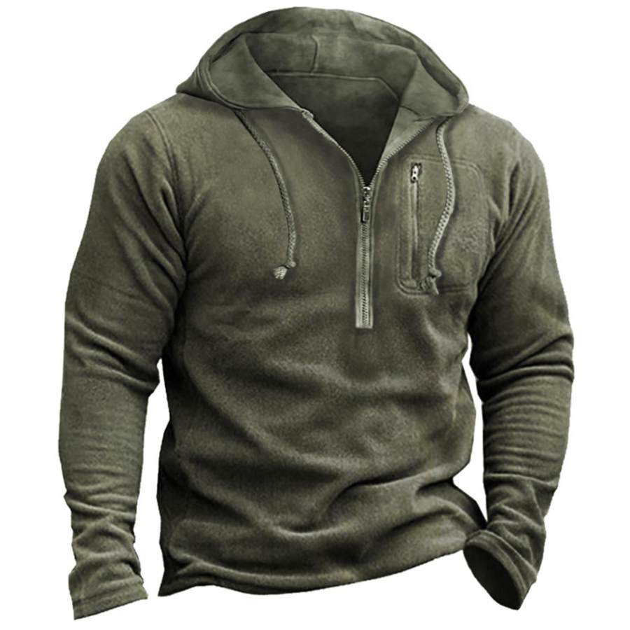 Men's Outdoor Tactical Fleece Warm Zip Hoodie