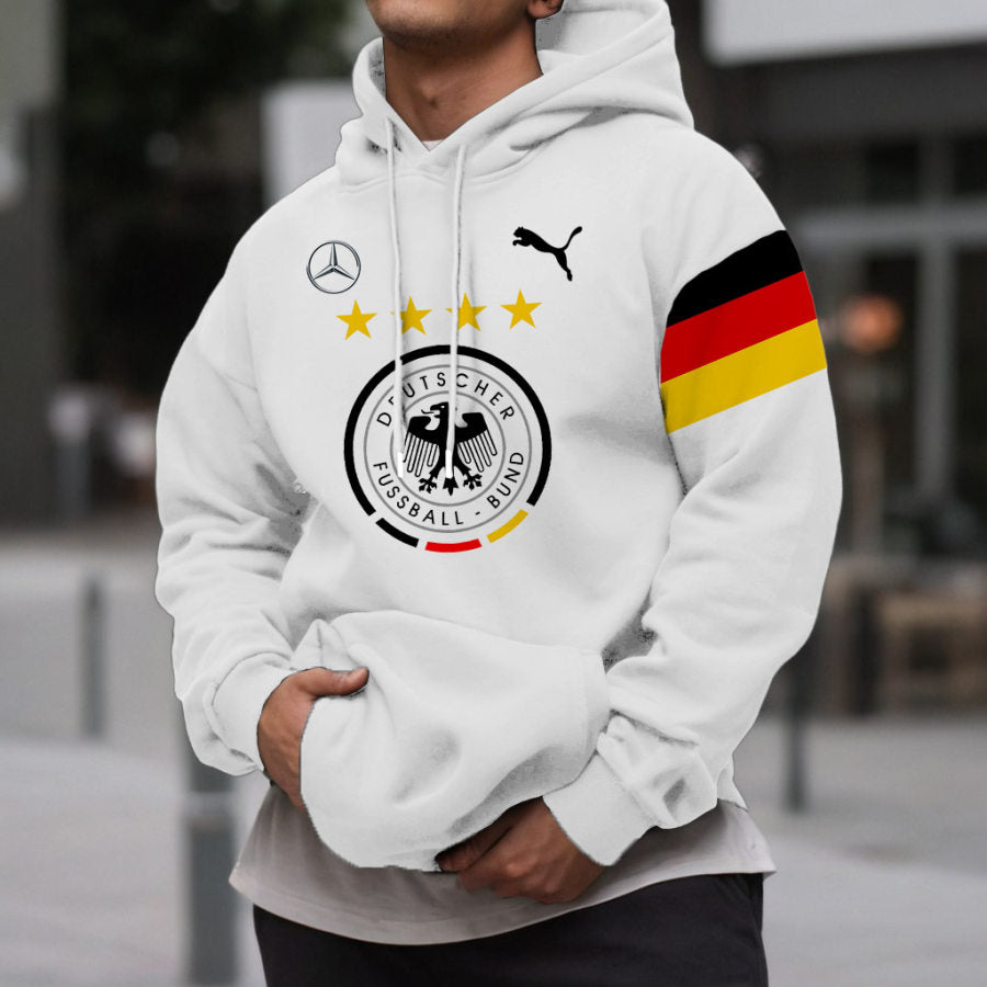 Men's Vintage Football Pocket Casual Long Sleeve Hoodie