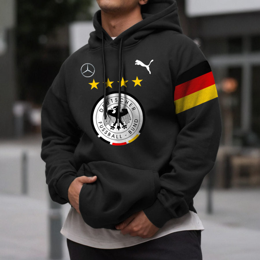 Men's Vintage Football Pocket Casual Long Sleeve Hoodie