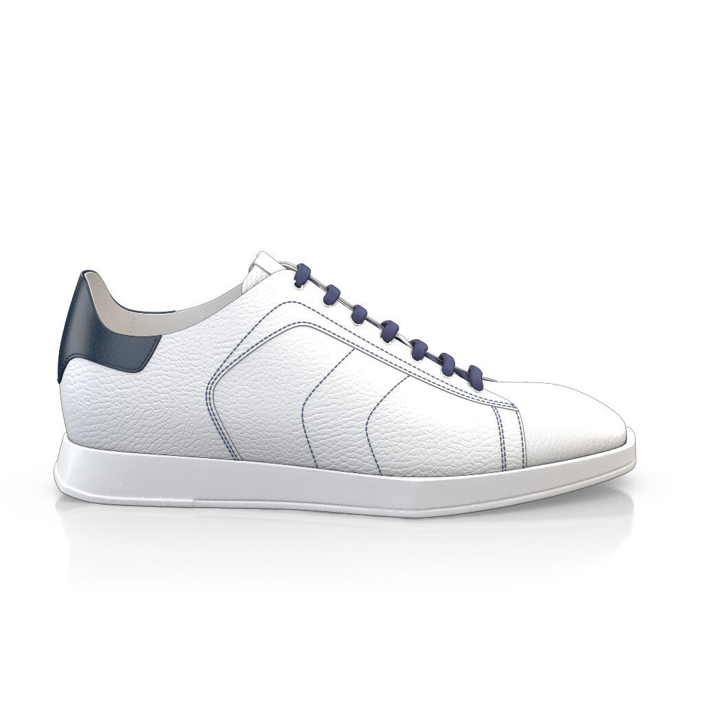 Baskets plates à lacets et bout carré Homme Faites main en Italie en Cuir Blanc - Sur Mesure, Lacets - GIROTTI