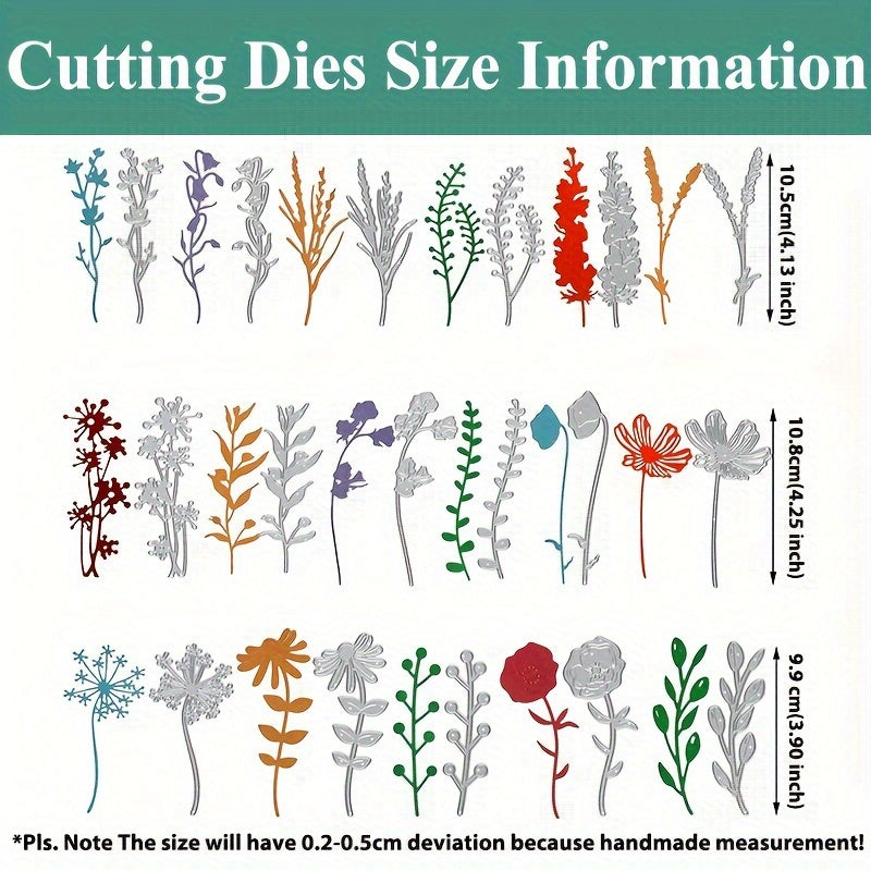 TEMU 17 Pieces Metal Cutting Dies 3d Flower Dies Flower Shape Embossing Scrapbooking Dies Cuts Stencil Flower Leaves Embossing Stencil For Diy