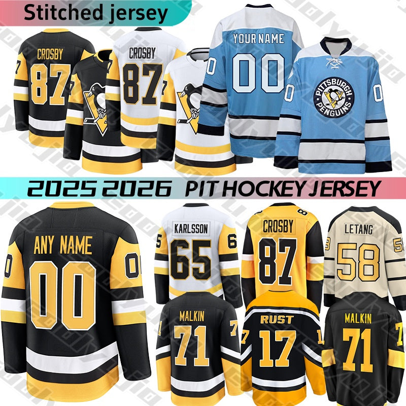 PIT Hockey Jerseys #87 Crosby Karlsson Malkin Lemieux Jerseys pittsburgh Penguinss jersey Rakell Evgeni Rakell Pettersson Sidney jersey 2025 mens Ho