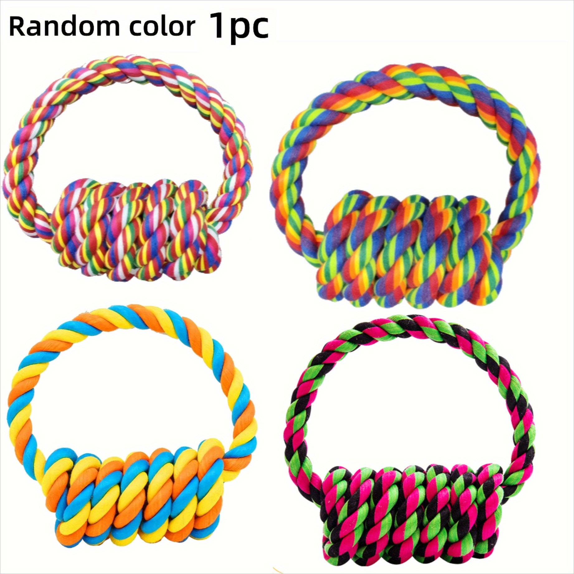 TEMU 1pc Knot Dog Toys For Large Breeds - Assorted Colors, Tough Chew Toys For Aggressive Chewers, Heavy Duty Dental Rope Toys Kit For Medium & Large