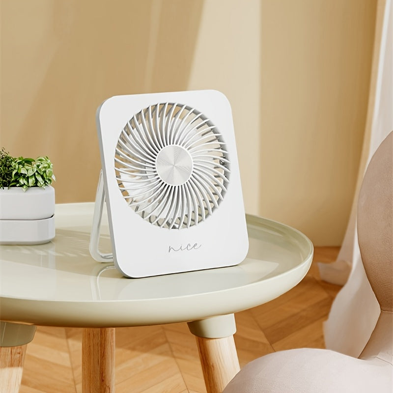 TEMU (1-2pcs) Desktop Fan, 2.5-11h 2000mah Battery Powered Small Usb Fan, , 180° Tilt Folding, 3 Adjustable , Battery Powered Mini Personal Fan For