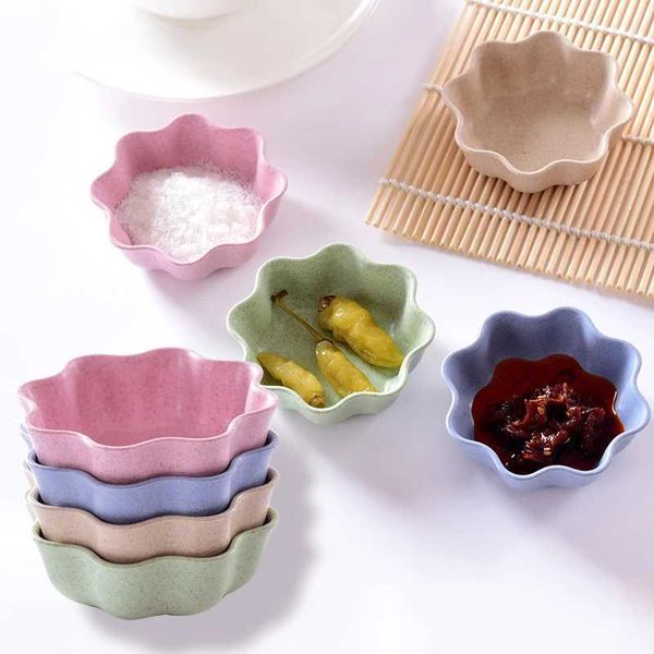 Creative Seasoning Dishes Round Heart Flower Shape Wheat Straw Sauce Mini Plate Dishes for Home Kitchen Tableware Supplies Daily Y240902