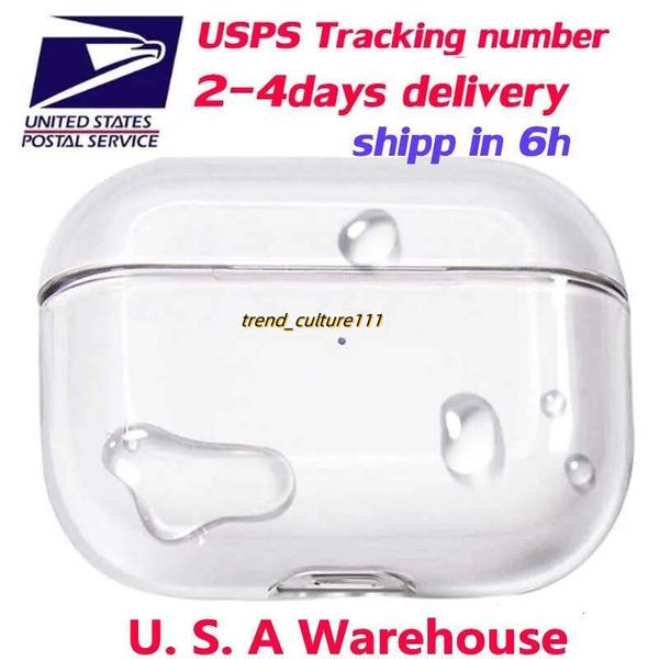 US Stock For Pro 2 3nd pro Airpod 4 Pros Headphone Accessories Solid TPU Silicone Protective Earphone Case Wireless Charging Shockproof Cove