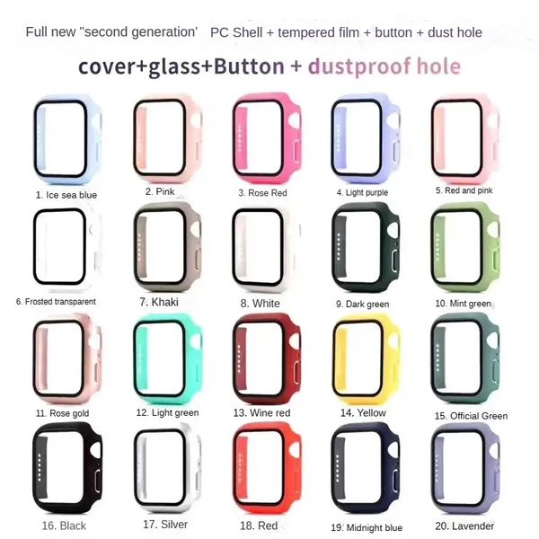 PC Hard Watch Case 3D Tempered Glass Anti-Scratch Film Screen Protector for Apple iwatch 5-4-3-2-1 Full Coverage 38 40 42 44mm With Retail P